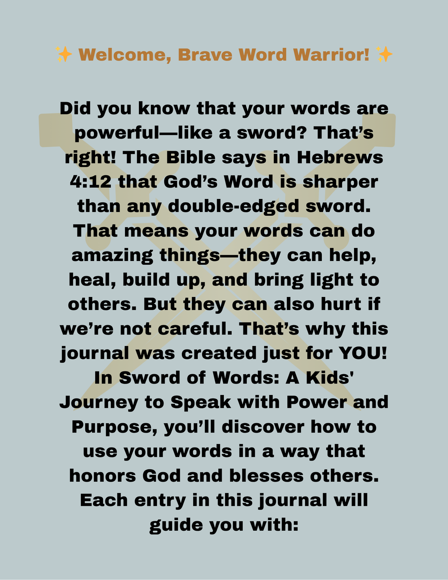 Sword of Words: A Kids' Journey to Speak with Power and Purpose
