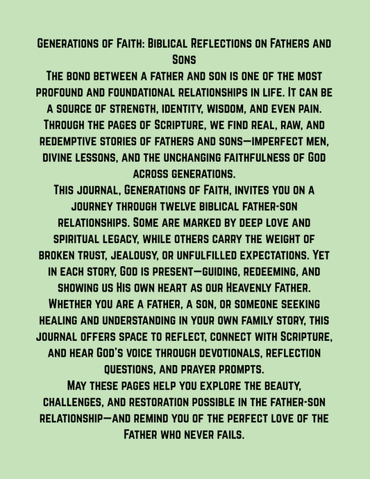 "Generations of Faith: Biblical Reflections on Fathers and Sons"Journal